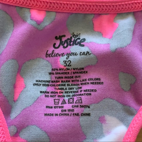 Justice Youth Racerback Sports Bra 🌺 Size 32 (14) - Picture 2 of 7